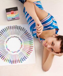 ARTEZA Colored Gel Pens Set of 60, Fine Point (0.8-1.0mm) Pens for Journaling and Coloring, Non-Toxic, Acid-Free, Vibrant Ink Pens for Adults 32 81tavg99dS