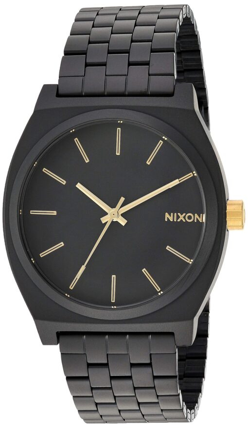 Nixon Time Teller A045. 100m Water Resistant Watch (37mm Stainless Steel Watch Face) Matte Black / Gold