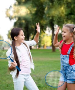High Bounce 3 in1 Outdoor Games Combo Set for Kids, with Badminton Rackets Set, Toss and Catch Ball Set, Sliding Zoom Ball Game, Mesh Bag, Birdies, and Tennis Ball Included 19 81tcEK6iDL