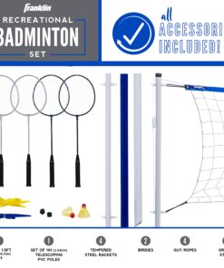 Franklin Sports Portable Badminton Set - Adult and Kids Badminton Net - Perfect Backyard/Lawn Game - Includes 4 Racquets - Recreational 13 81tcTGLHNdL