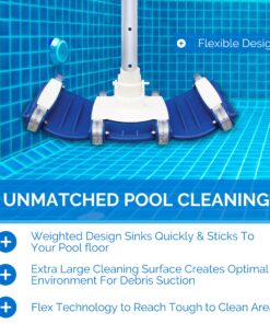 SWIMLINE HYDROTOOLS Manual Vacuum Head Attachment For Inground & Above Ground Pools |Weighted Flexible Swimming Pool Vac Head Rectangle Shape W/ Wheels| Swivel Hose 1-1/4 or 1-1/2’’| Clean 8150 Concrete Vac 22 81tcgdmMdYL