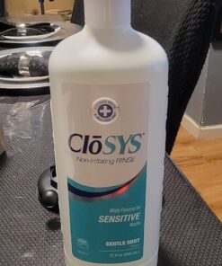 CloSYS Sensitive Mouthwash, 32 Ounce, Gentle Mint, Alcohol Free, Dye Free, pH Balanced, Helps Soothe Mouth Sensitivity, Fights Bad Breath Fresh Breath 32 Fl Oz (Pack of 1) 23 81tdQLhYeHL