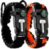 Atomic Bear Paracord Bracelet (2 Pack) - Adjustable - Fire Starter - Loud Whistle - Perfect for Hiking, Camping, Fishing and Hunting - Black & Black+Orange 40 81te3mpcBaL
