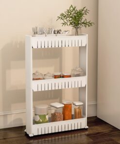 Lavish Store 3-Tier Rolling Cart – Narrow-Space Kitchen or Bathroom Slim Slide Shelves – Organization and Storage Furniture by Lavish Home, (L) 19.5” x (W) 5” x (H) 28”, White 37 81tg7OUWhUL
