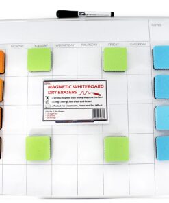 Premium Magnetic Dry Erase Erasers | 12-Pack | Magnetic Whiteboard & Chalkboard Erasers | Dry Erasers for White Boards | Perfect Erasers for the Classroom, Home or Office! Light Blue, Green and Orange 14 81tgf4k2h9L