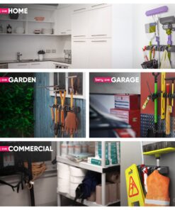 Berry Ave Broom Holder & Wall Mount Garden Tool Organizer - Home Laundry Room, Kitchen, Closet, Shed, Garage Organization and Storage Utility Rack - 5 Slots & 6 Hooks -Rake, Shovel, Mop Hanger (Black) 1 Pack Black 25 81ti4lfivmL 1