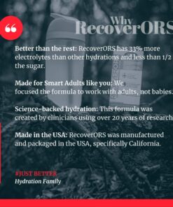 RecoverORS 8 in 1 Electrolyte Powder & Advanced Vitamin C Defense Hydration Pack, Dual Keto Food Friendly & Potassium Supplement Booster, Adult Low Carb Oral Rehydration Solution Drink Mix (4-Pack) 21 81tiDvPLo8L 1