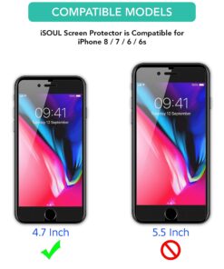 Alternative view of iSOUL [4 Pack] Screen Protector for iPhone SE 3/2 (2022/2020)/ 8/7/6s/6 Tempered Glass Film 9H HD, 2.5D Edge 4.7 inch [3D Touch] [Compatible with Apple SE iPhone 2nd 3rd Gen]