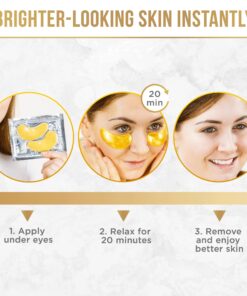 DERMORA Golden Glow Under Eye Patches (20 Pairs Eye Gels) - Rejuvenating Treatment for Dark Circles, Puffy Eyes, Refreshing, Revitalizing, Travel, Wrinkles 20 Count (Pack of 1) 23 81tjBEi2kPL