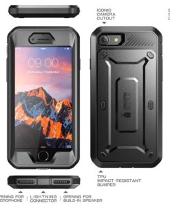 SUPCASE Unicorn Beetle Pro Series Case Designed for iPhone 7 / 8 / iPhone SE 2 (2020) / iPhone SE 3 (2022), Full-body Rugged Holster Case with Built-in Screen Protector (Black) Black/Black 19 81tkvYqi QL