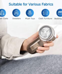 BEAUTURAL Fabric Shaver and Lint Remover, Sweater Defuzzer with 2-Speeds, 2 Replaceable Stainless Steel Blades, Battery Operated, Remove Clothes Fuzz, Lint Balls, Pills, Bobbles Gray Standard 37 81tkzurJwTL