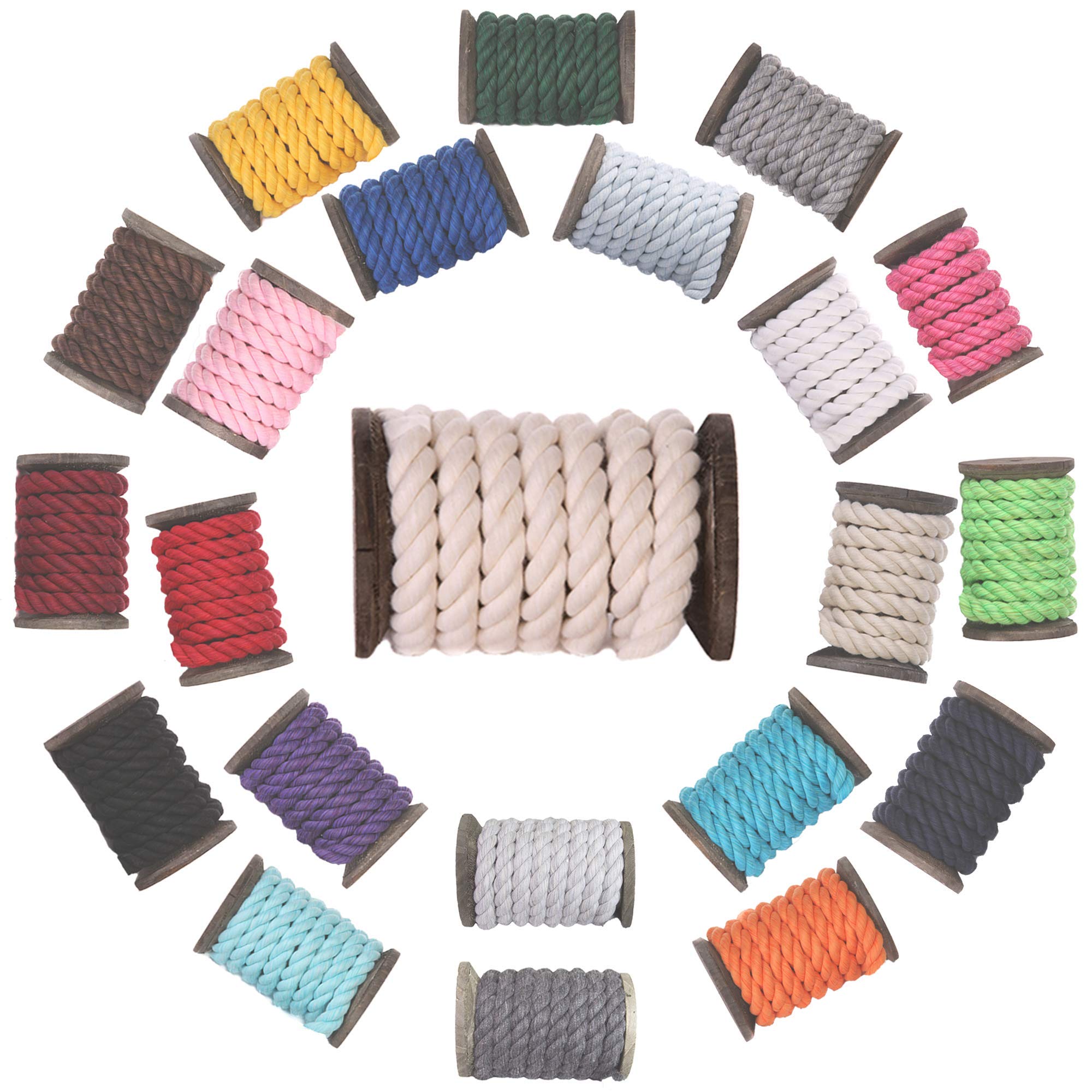 Ravenox Natural Twisted Cotton Rope | Made in The USA | Strong Triple-Strand Cordage for Sports, Décor, Pet Toys, Crafts, Macramé & Indoor Outdoor Use| by The Foot & Diameter (Multiple Color) Natural White 5/8 Inch x 10 Feet 3 Ravenox Natural Twisted Cotton Rope | Made in The USA | Strong Triple-Strand Cordage for Sports, Décor, Pet Toys, Crafts, Macramé & Indoor Outdoor Use| by The Foot & Diameter (Multiple Color) Natural White 5/8 Inch x 10 Feet - Image 3