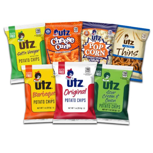 Utz Jumbo Snack Variety Pack (Pack of 60) Individual Snack Bags, Includes Potato Chips, Cheese Curls, Popcorn and Pretzels, Crunchy Travel Snacks for Lunches, Vending Machines, and Enjoying on the Go