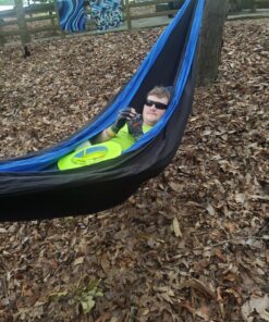 MalloMe Hammock - Camping Hammocks - Portable Hammock Kids Hammock Outdoor Hammock - Hamaca Double Hammock - 2 Person Hammock Tree Hammock - Hamock Travel Hammock - Backpacking Hammocks for Outside Black & Blue Large 27 81tmFFRZVbL