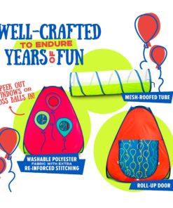 Kiddey Tunnel and Ball Pit Play Tent | 3pc Pop Up Toddler Gym Tunnels with Tents for Kids, Toddlers, Infants Boys & Girls | Indoor & Outdoor Gift Game | Baby Crawling Pits for Playground 3 Pc. Play Tent 24 81tqZclbIHL