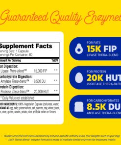Enzymedica Lypo Gold, Digestive Enzymes for Fat Digestion, Offers Fast Acting Gas & Bloating Relief, 60 Count 60 Count (Pack of 1) Standard Packaging 14 81trTy00VxL 1
