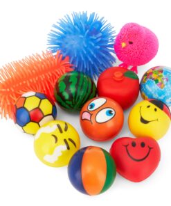 Neliblu 12 pcs Stress Balls for Kids and Adults, 6.5x6x3.2 inches - Bulk Anxiety Relief Toys - Set of Relaxing Sensory Squeeze Puffer Balls - Calming Fidget Squishy - Funny Small Spiky Squishies Pack size - 12 19 81tteLUVxHL