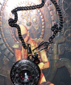 MJSCPHBJK Vintage Pocket Watch for Men Roman Numerals Scale Quartz Pocket Watches with Chain for Xmas Fathers Day Gift Black 25 81tu8Q6AwGL