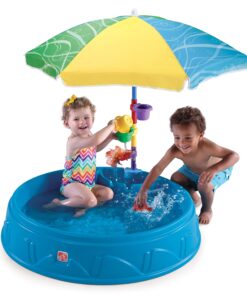 Step2 Play & Shade Pool for Kids, Outdoor Summer Pool with Umbrella, Easy to Assemble, 7 Piece Accessory Kit, Toddlers 2+ Years Old, Multicolor 18 81tuRfFX4L
