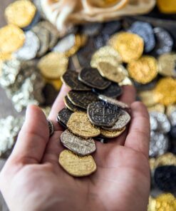 Beverly Oaks Metal Pirate Coins - Gold and Silver Spanish Doubloon Replicas - Fantasy Metal Coin Pirate Treasure (100) 100 39 81tuWlta4L