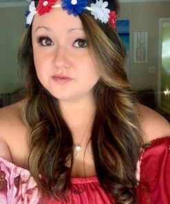 LUX ACCESSORIES Floral Flower Crown Stretch Headband Blue,White,Red 24 81tukX7iiKL