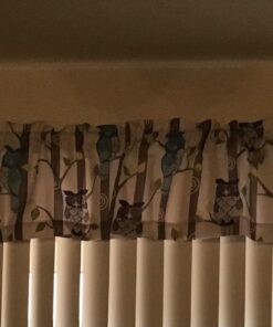 No. 918 Hoot Owl Print Semi-Sheer Rod Pocket Kitchen Curtain Valance, 56" x 14", Mocha Mocha Brown 56 in x 14 in 35 81tw42PmkAL