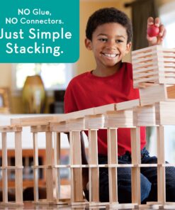 MindWare KEVA Contraptions 400 Plank Wooden Building Blocks Set - Ball Maze and Ball Run – 400 Precision Cut Wooden Planks, 2 KEVA Balls and Idea Book 14 81tzGuKqkPL