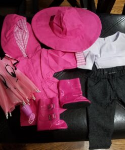 Dress Along Dolly 6pc Rainy Day 18" Doll Outfit- American Clothes & Accessories Set Includes Raincoat, Umbrella, Boots, Hat, Pants & Shirt- Perfect Holiday Girl Gift Set for Less 41 81u mmeFtL