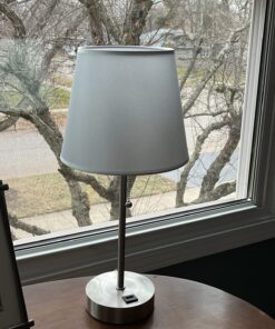 360 Lighting Justin 18" High Small Modern Accent Table Lamps Set of 2 USB Port Pull Chain Silver Finish Metal White Shade Living Room Charging Bedroom Bedside Nightstand House Office Home Justin Silver 59 81u001NrvLL