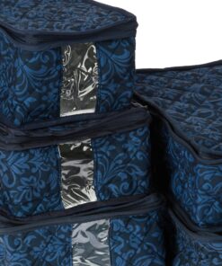 Homewear 8-Piece Hudson Damask China Storage Container Set, Navy 15 81u0Q3uAYQL