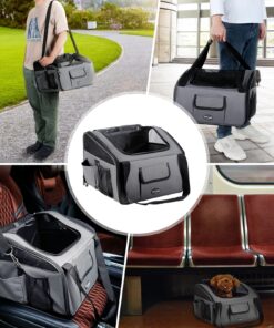 Pettom Dog Car Seat Pet Car Booster Seat Carrier Airline Approved for Dog Cat Puppy Small Animal Travel Cage (Gray-1, Small-Hold Pet up to 13lb) Gray-1 19 81u10iItJL