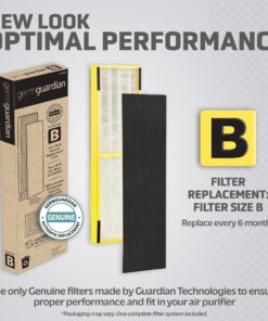 Alternative view of Germ Guardian Filter B HEPA Pure Genuine Air Purifier Replacement Filter, Removes 99.97% of Pollutants for AC4825, AC4300, AC4900, AC4825DLX, AC4850, CDAP4500, AP2200, Black/Yellow, FLT4825 FLT4825 HEPA PURE