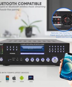 Pyle 4 Channel Wireless Bluetooth Amplifier - 3000 Watt Stereo Speaker Home Audio Receiver w/FM Radio, USB, 2 Microphone w/Echo for Karaoke, Front Loading CD DVD Player, LED, Rack Mount - PD3000BA.5 13 81u26gh FSL