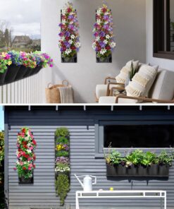 MEIWO Transform Your Space Upgraded Hanging Planters - 2 Pack of 7-Pocket Vertical Garden Wall Planters for Indoor and Outdoor Use - Perfect for Balconies, Yards, and Home Decor 7 Pockets Two Pack 9 81u4WgywC2L