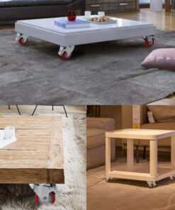 4" Swivel Plate Caster Wheels, PRITEK Heavy Duty Metal Caster Wheels Lock The Top Plate and The Wheels Replacement for Industrial Trailer or Large Home Furniture (Bearing 300lbs Each, Set of 4) Red 19 81u55p8K9XL