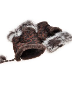 ZLYC Women Teen Classic Winter Warm Rabbit Fur Hands Wrist Fingerless Gloves Mittens (Leopard) Brown 11 81u7SwirprL