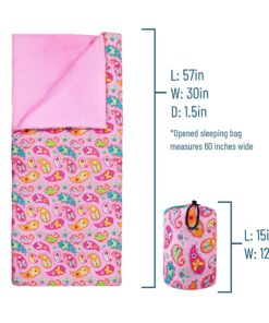 Wildkin Kids Sleeping Bags for Boys and Girls, Measures 57 x 30 x 1.5 Inches, Cotton Blend Materials Sleeping Bag for Kids, Ideal Size for Parties, Camping & Overnight Travel (Paisley) Paisley 9 81u8BzbklEL