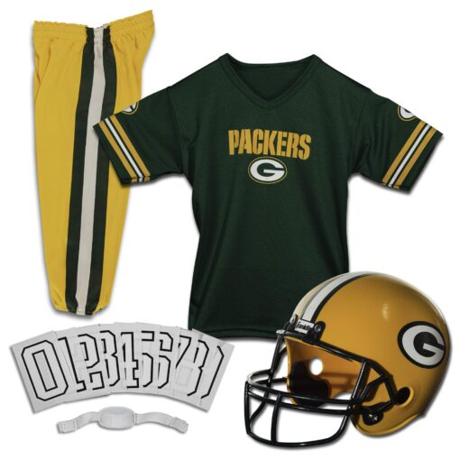 Franklin Sports NFL Youth Football Uniform Set for Boys & Girls - Includes Helmet, Jersey & Pants with Chinstrap + Numbers Green Bay Packers Medium