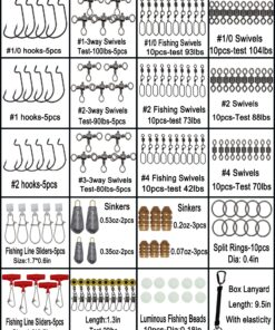 SUPERTHEO Fishing Accessories Kit with Hooks Bass Casting Sinkers Fishing Swivels Snaps Sinker Slides Fishing Line Beads Fishing Set with Tackle Box Lanyard 140pcs Swivels 12 81uApdMcEQL
