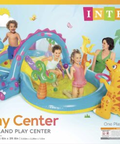 Intex Dinoland Inflatable Dinosaur Swimming Pool Kiddie Play Center with Water Slide, Dino Arch Water Sprayer, and Games for Ages 2 and Up, Multicolor 1 32 81uByZt8L