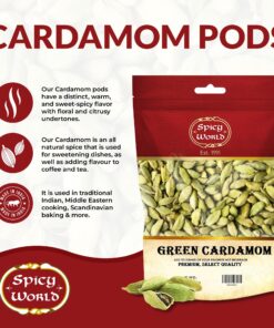 Spicy World Green Cardamom Pods 3.5 Oz - As Seen on Tik Tok - Premium Quality Whole Green Cardamom Pods | Vegan | Large | Aromatic Cardamon 3.5 Ounce (Pack of 1) 22 81uDM54qS3L