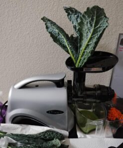 Omega NC800HDS Cold Press Juicer Machine, Vegetable and Fruit Juice Extractor and Nutrition System, Dual-Stage Slow Masticating Juicer, 150 W, Silver 47 81uDqABj6L