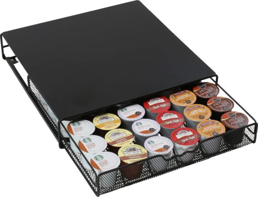 DecoBrothers K-Cup Holder Drawer for 36 Coffee Pods Storage, Black Metal