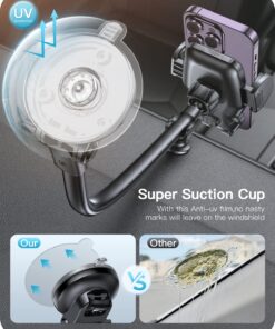 APPS2Car Phone Holder Car Windshield Cellphone Holder for Car with Powerful Suction Cup Anti-Shake Stabilizer Truck Phone Holder Mount for Car Dashboard/Window Compatible with Thick Case & Large Phone Black 23 81uFGLW0WkL