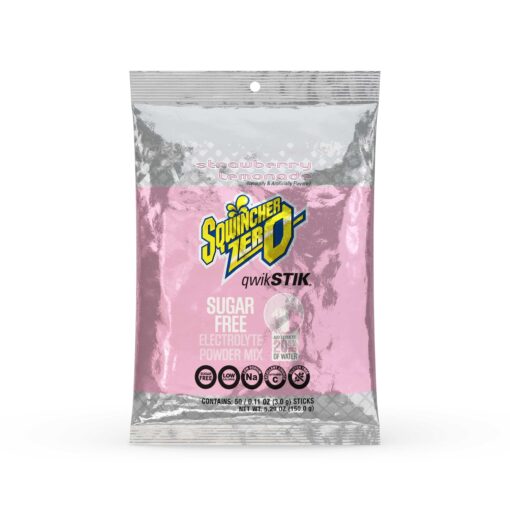 Sqwincher Zero Qwik Stik Sugar Free, Strawberry Lemonade, .11 0z (Pack of 50)