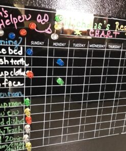 Magnetic Refrigerator Chalkboard Dry Erase Chore Responsibility Activity Reward Star Exercise Diet Nutrition Chart Children Kids Teens Mom Teacher in Home Kitchen Classroom 12" X 16" Black Fluorescent 12" X 16" (Chore / Responsibility Chart) 33 81uJglpUcgL