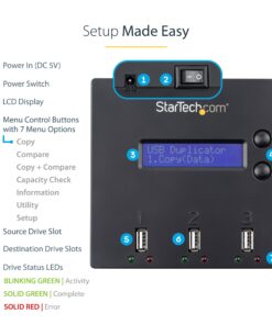 StarTech.com Standalone 1 to 2 USB Flash Drive Duplicator / Cloner / Eraser, Multiple USB Thumb Drive Copier / Sanitizer, System File / Sector-by-Sector Copy, 1.5 GB/min, 3-Pass Erase, LCD (USBDUP12) "1:2" 10 81uL sk4gL