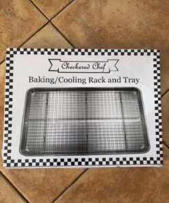 Checkered Chef Baking Sheets for Oven - Half Sheet Pan with Stainless Steel Wire Rack Set 1-Pack - Easy Clean Cookie Sheets, Aluminum Bakeware Half Sheet 1 Pack 49 81uLI4yg0HL