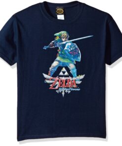 Nintendo Boy's Skyward Link T-Shirt Big Boys Large Navy