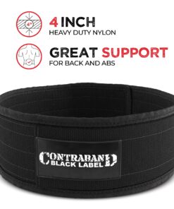 Contraband Black Label 4010 4 Inch Nylon Weight Lifting Belt w/Hook & Loop | Heavy Duty Weight Belt and Back Support Belt for Weight Lifting | Weightlifting Belt for Men & Women X-Large 10 81uNDXbTKDL